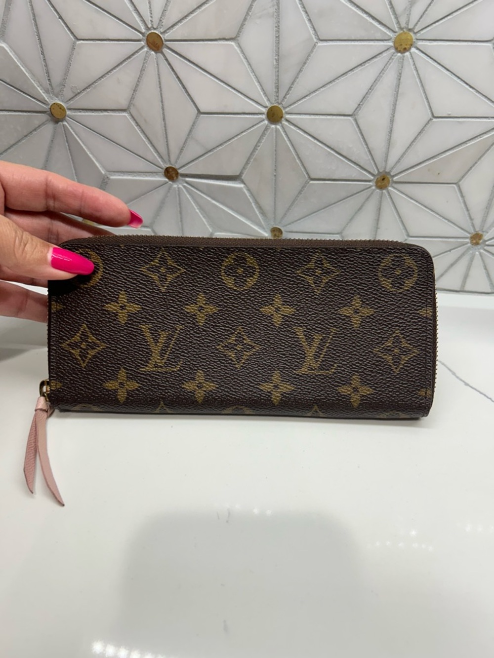 Louis Vuitton Brown and Tan Monogram Zip Wallet